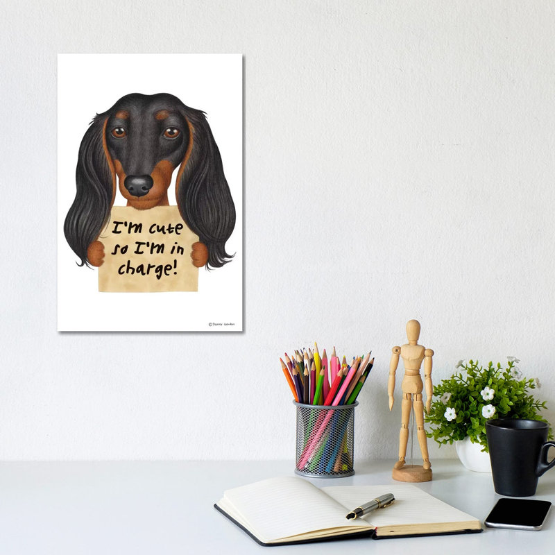 Dachshund I'm Cute Long, Hairy Ears by Danny Gordon - Wrapped Canvas Print