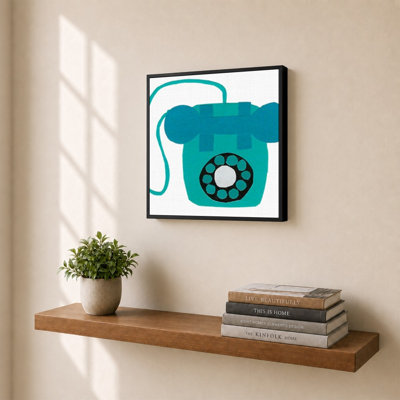 «Retro Téléphone Blue» par Jen Bucheli - Impression sur toile