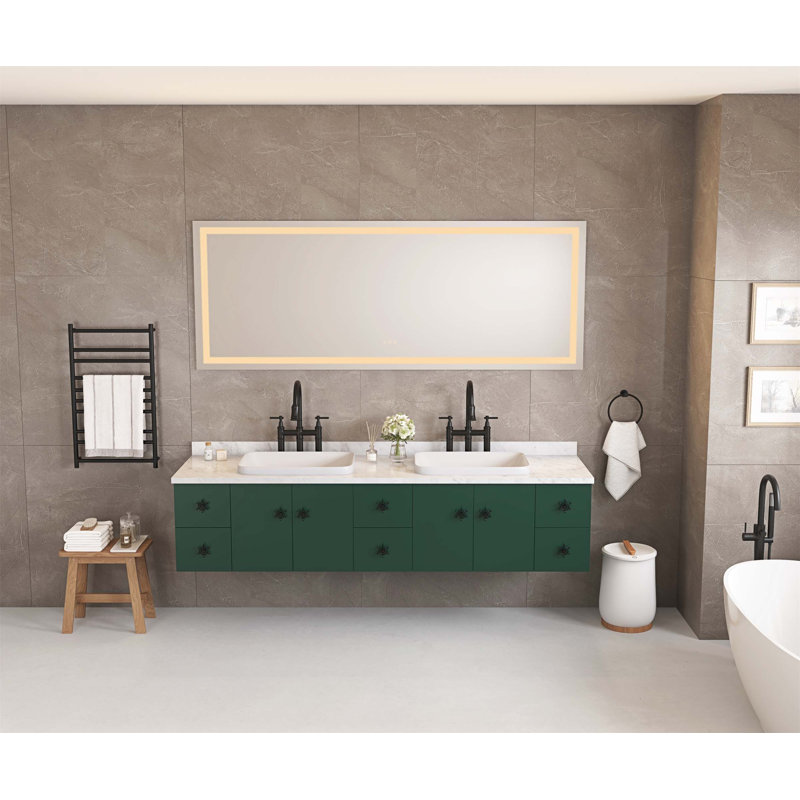 Miroir mural de salle de bain Kahle, 24 po x 36 po, Or, Rectangulaire