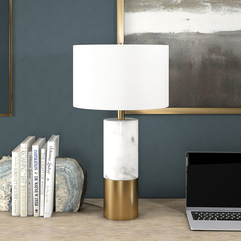 Liana Table Lamp, Marble/Brass/White