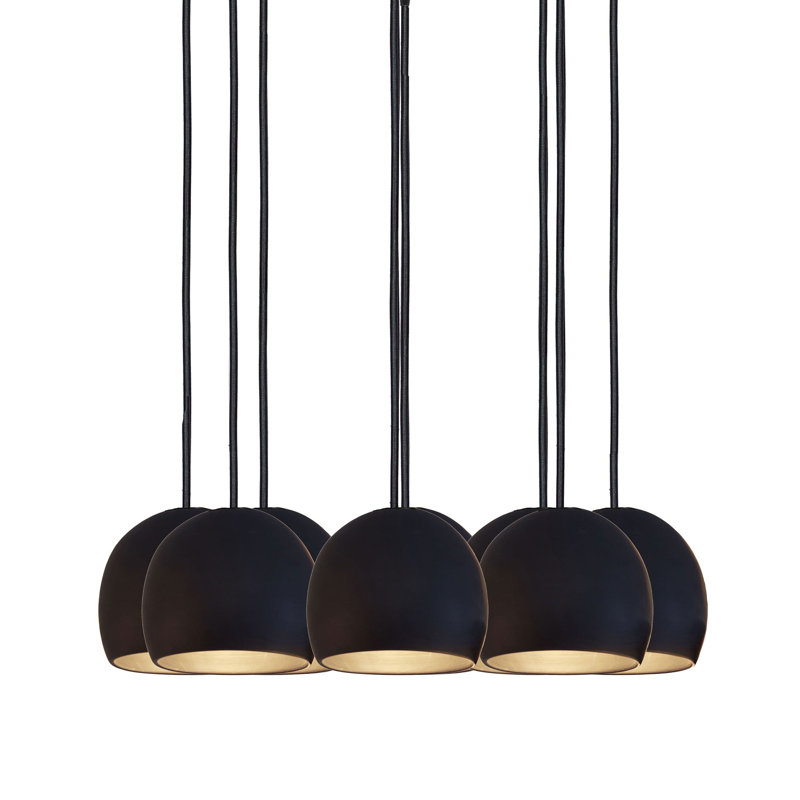 Lustre en forme de dôme à 8 lumières, Noir, H 112 po