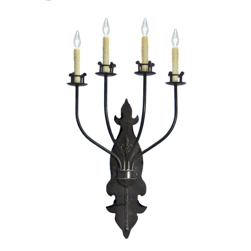 Applique murale à 4 lumières Beatrice, Tabac doré, Pas d'ombre