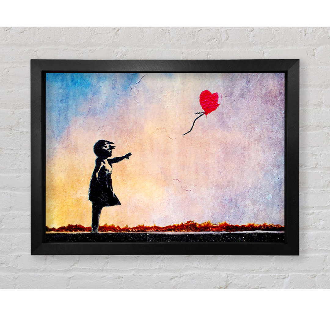 Love Heart Balloon Sunset - Einzelbildrahmen Kunstdrucke