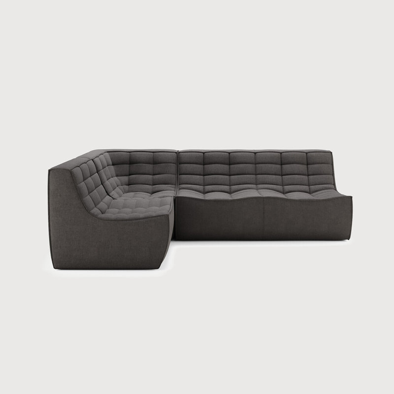 N701 Modular Sofa Set - Combo Left - 1 Seater + 2 Seater + 90° Square Corner, Dark Gray Polyester Blend