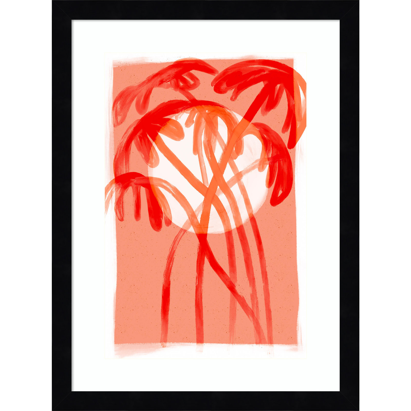 Galya "Palms at Sunset" Print by Treechild, Black, 17" H x 13" W