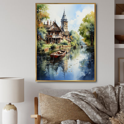 «England Peaceful Canalengland Landscape I - Cityscapes Wall Decor»