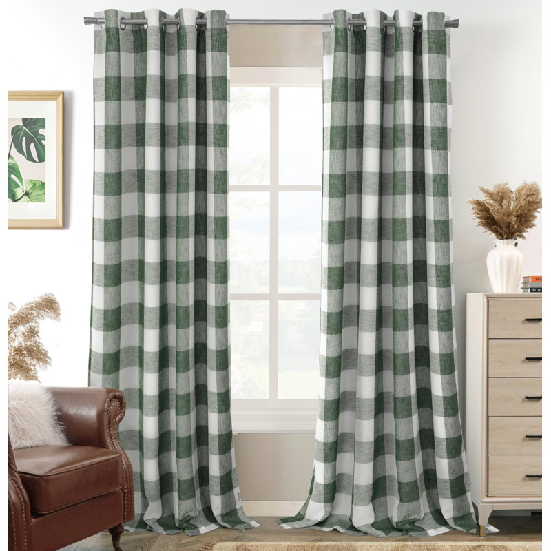Adamantini Plaid Blackout Thermal Grommet Curtain Panels, 52" W x 96" L, Green