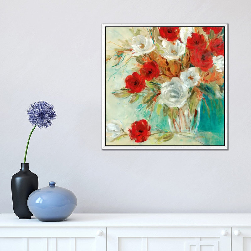 Vibrant Bouquet II by Carol Robinson - Painting on Canvas, White Framed, 45.72 cm H x 45.72 cm W
