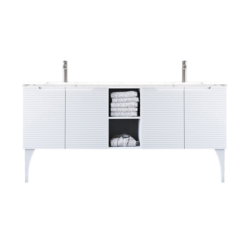 Ensemble de meuble-lavabo double 78 po Ariyannah, Neige