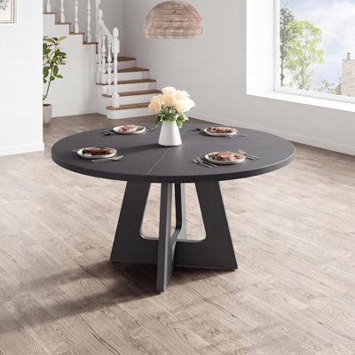 Ensemble de salle à manger rond 3 pièces 47,24 "- 2 chaises rembourrées, table de cuisine peu encombrante pour 4 à 6 personnes, coin-repas compact pour appartement, salon