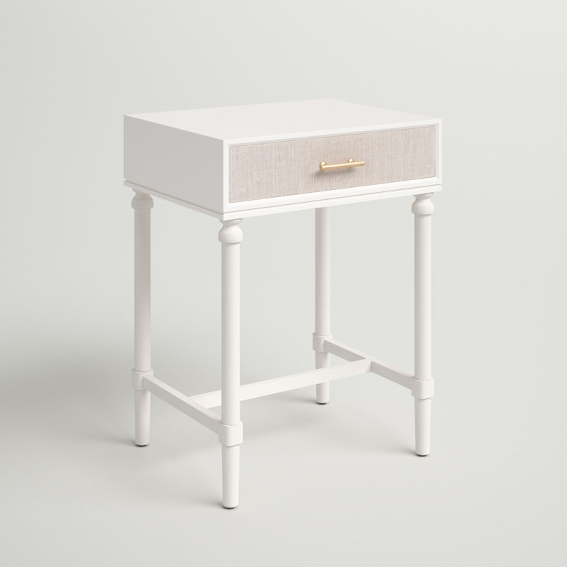 Peters End Table with Storage, White