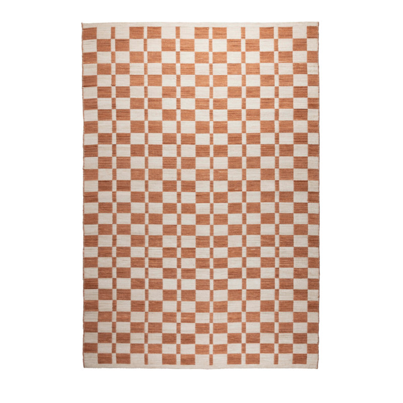 Rug Checkered Area Rug in Beige