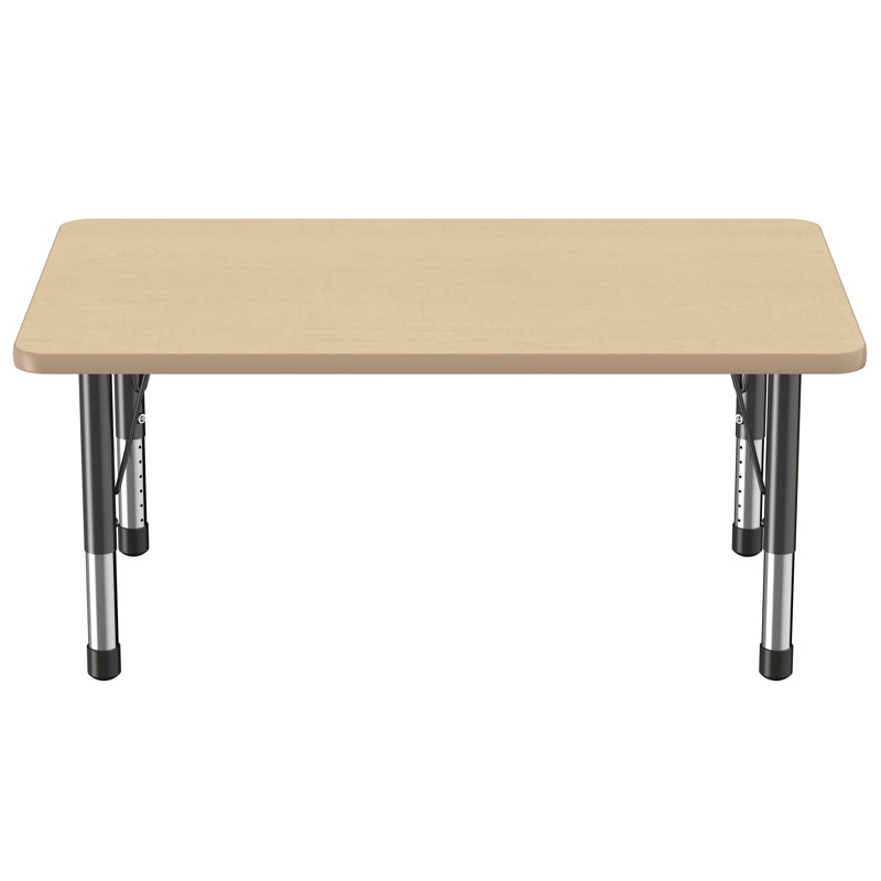 Rectangle T-Mould Adjustable Height Activity Table, 24" x 48", Maple/Maple/Black, Super