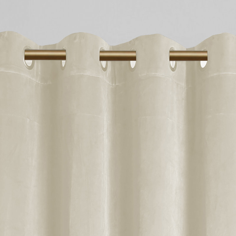 Rybicki Velvet Room Darkening Curtain Pair, 50" W x 84" L, Light Beige