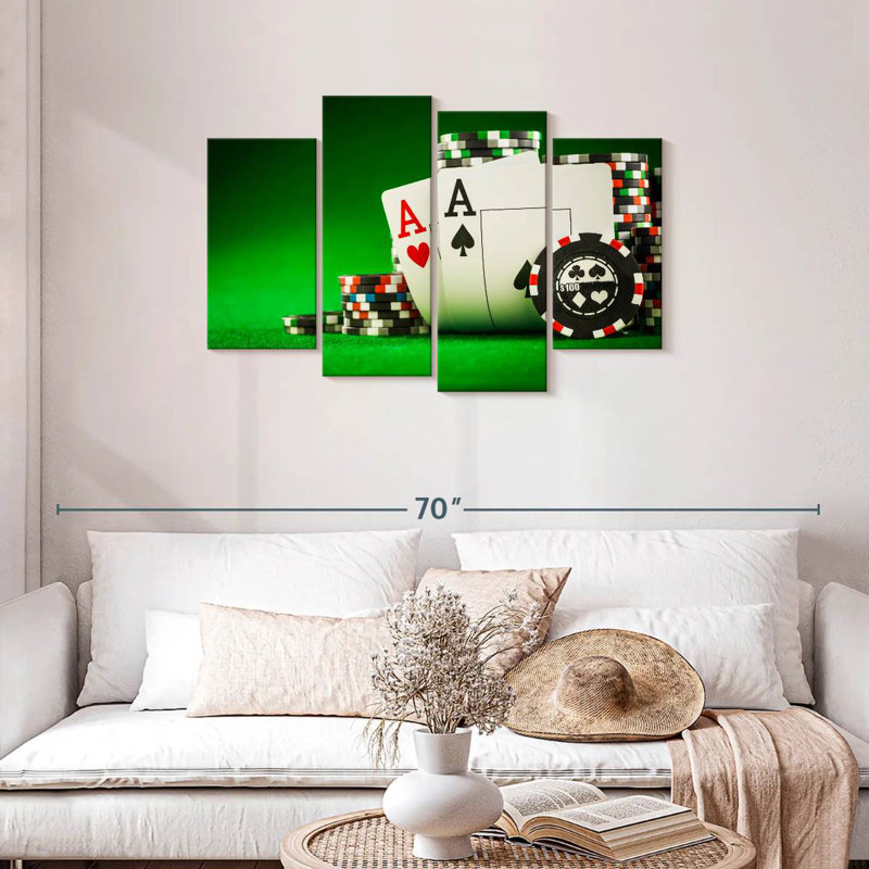 Jetons et cartes de poker Senne, H 27 po x l 43 po