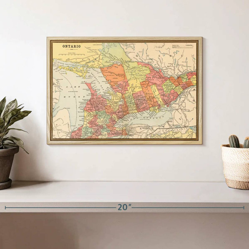 Carte de Ontario, Cadre flottant en bois naturel, 13 po x 9 po