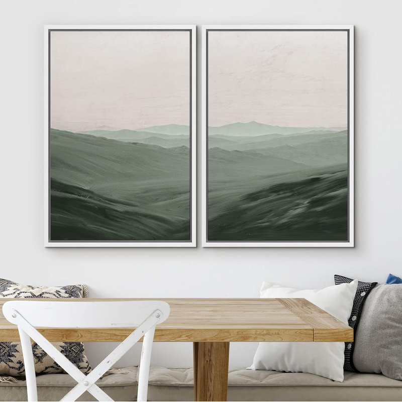 «Pastel Watercolor Geometric Landscape», 2 pièces, Blanc, H 36 po x l 24 po