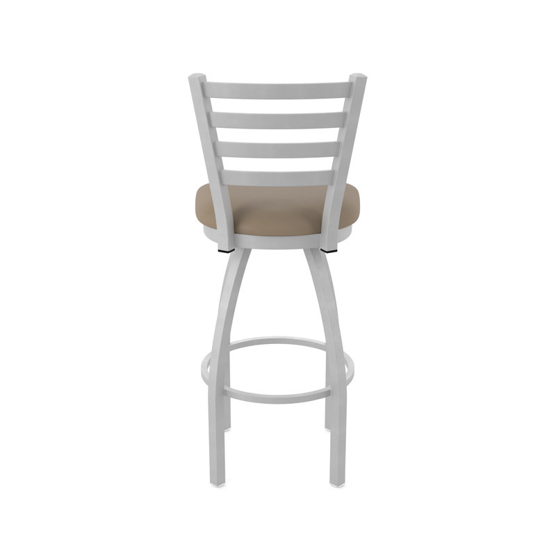 Jackie Swivel Stool, Anodized Nickel, Vinyl-Canter Earth, Bar Stool (30" Seat Height)