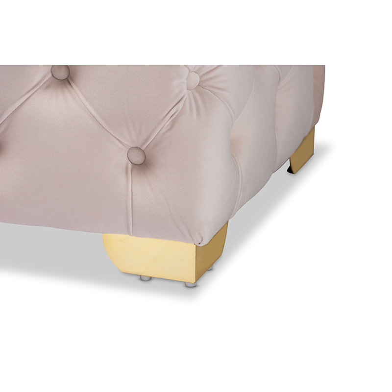 Crotts Velvet Upholstered Bench, Light Beige