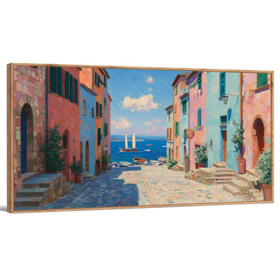  Très grand art mural encadré méditerranéen sur la côte d'Amalfi