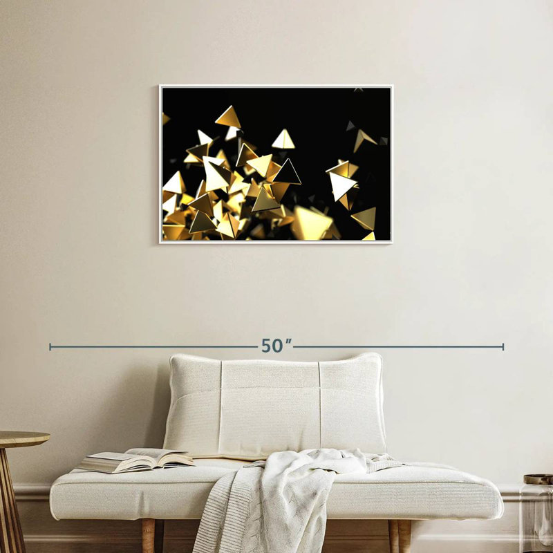 Golden Pyramids, Cadre flottant blanc, 31 po x 21 po