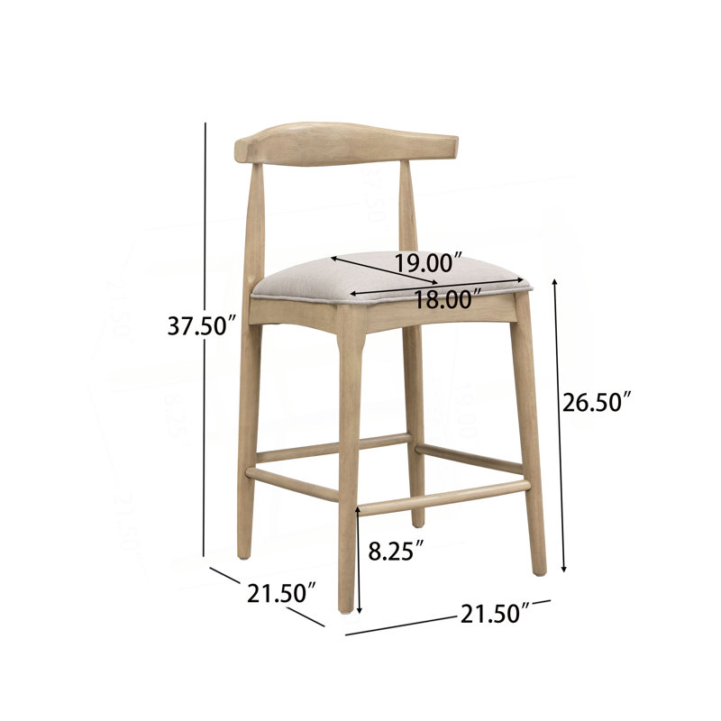 Tabouret de comptoir en tissu (ensemble de 2), Tabouret de comptoir (siège d'une hauteur de 26,5