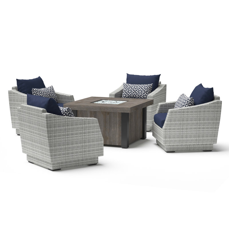 Cannes Outdoor 5 - Piece Conversation Set, Canvas Navy Sunbrella® Canvas