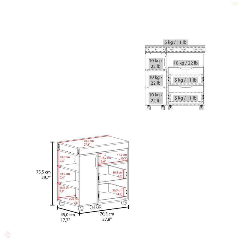 2-Drawer Extendable Desk With Sliding Mechanism
