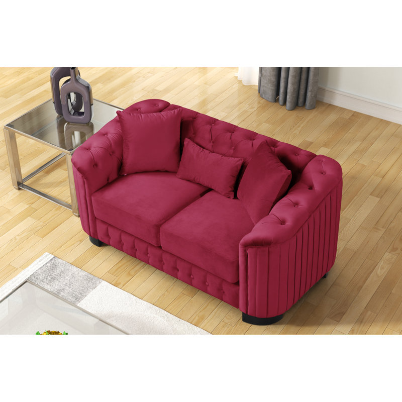Jaselyn 64'' Velvet Loveseat, Burgundy