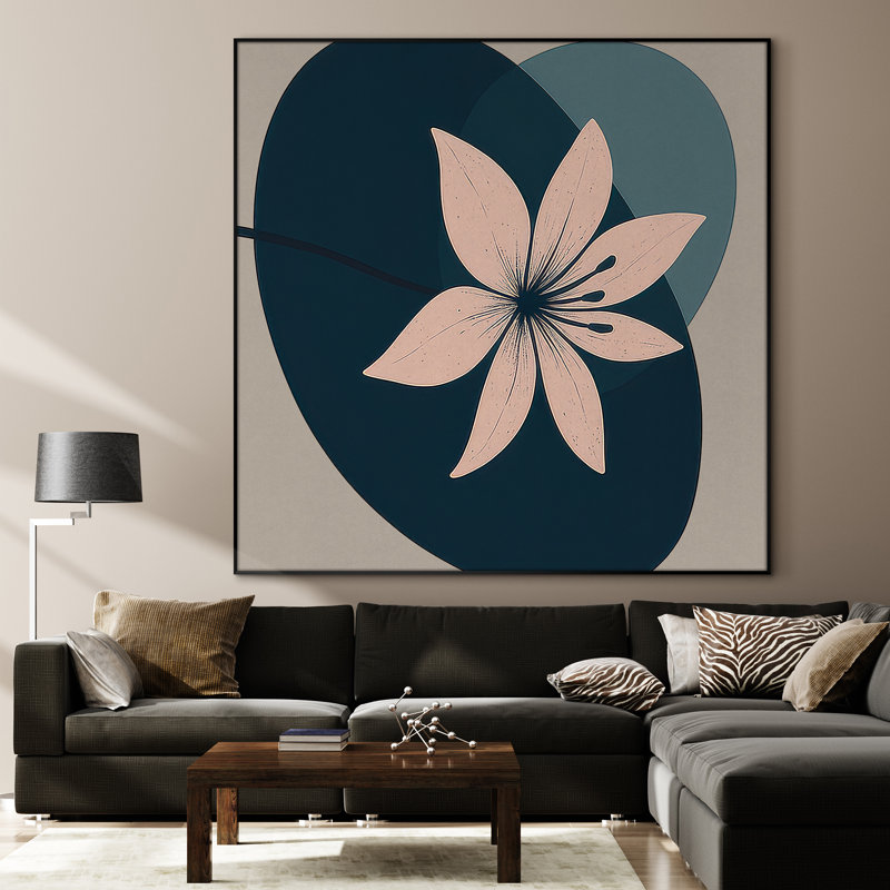 Très grande reproduction d'art sur toile - Fleur, art floral moderne, décoration pour le salon ou la chambre à coucher - «Assemblage requis du cadre (cadre non fini)»