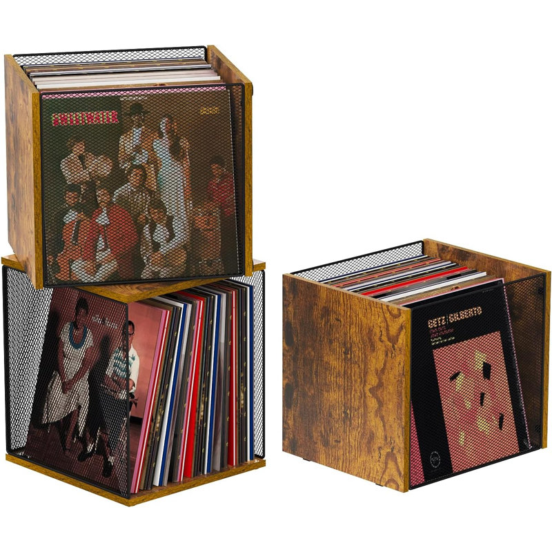 1 cube de rangement pour disques vinyles, caisse et porte-disques en vinyle rétro et durable, boîte de rangement de disques modulaire empilable