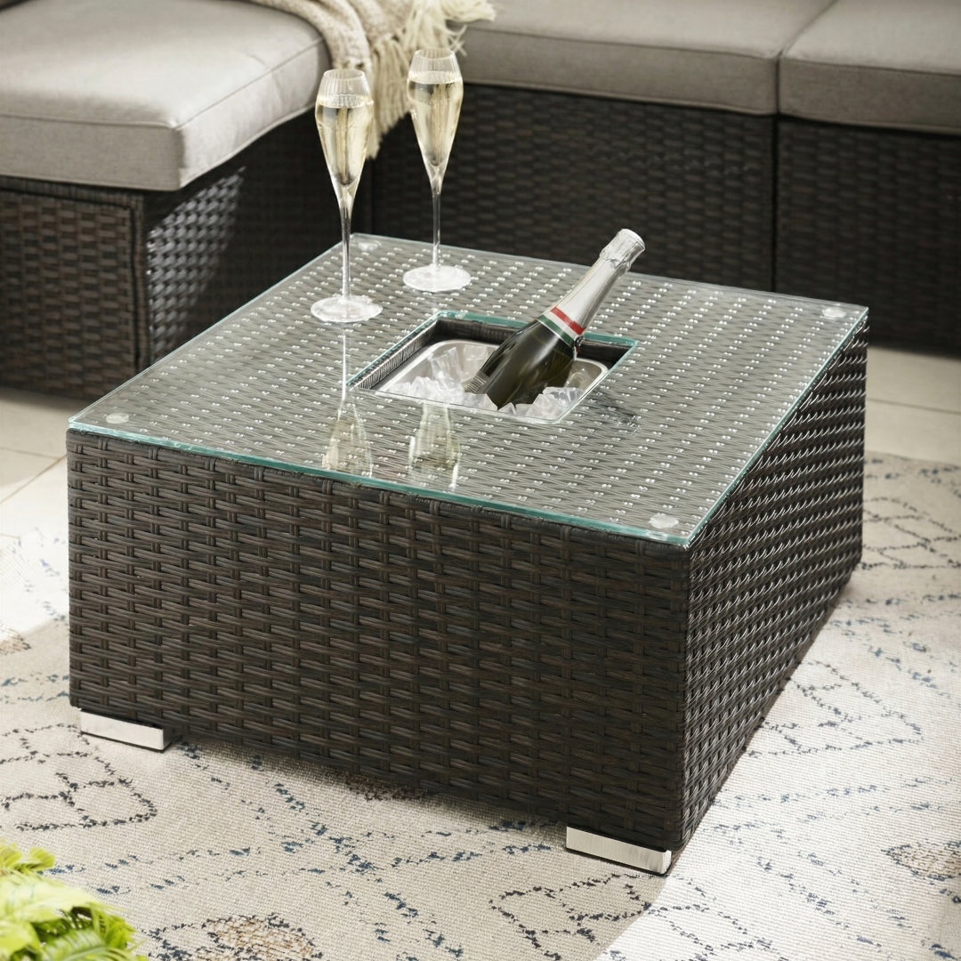 Miacomet PE Rattan Garden Coffee Table & Ice Bucket - Modern Gardens and Patios
