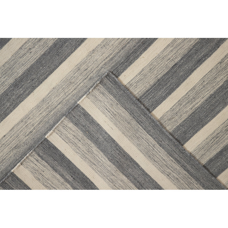 Textures Wool Striped Area Rug in Gray, Rectangle 3' x 6'