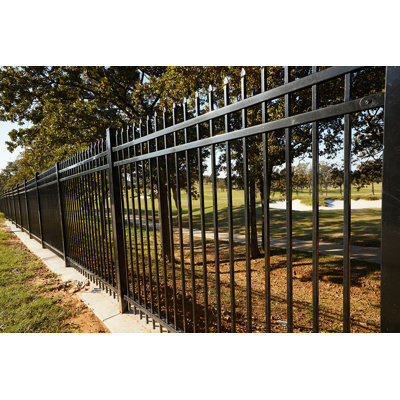 Fortress Building Products 4-ft H x 5-ft W Gloss Black Aluminum Spaced Picket Flat-top Erosion Arched Walk Gate Fence Gate
