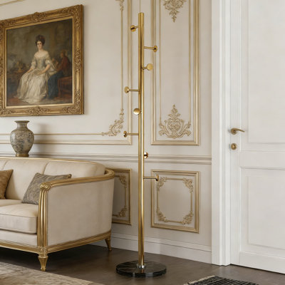 Portemanteau autoportant en métal avec base naturelle, fabrication 304 robuste pour la chambre à coucher, le salon et l'organisation de bureau