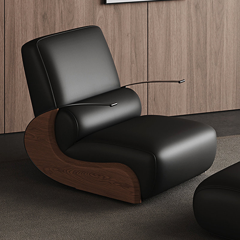 Chaise berçante de salon en similicuir, Noir