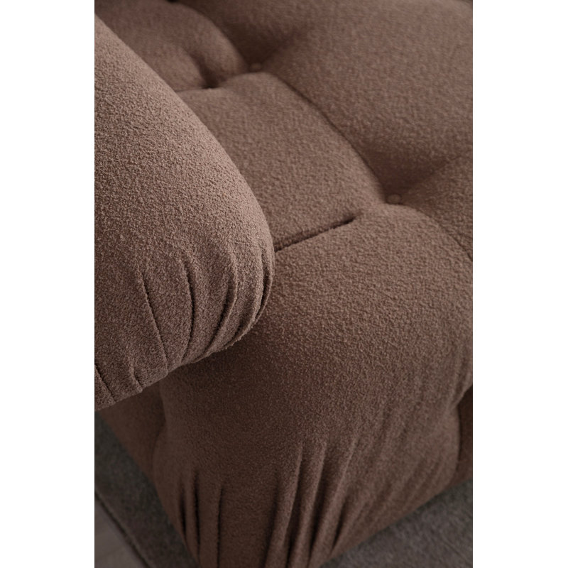 Canapé d'angle Cappuccino, structure en bois de hêtre et en carton, 118,1 po x 78,7 po x 31,5 po | Tissu 100% polyester, 28 sièges en mousse souple et à ressorts | Nettoyage à sec, mécanisme de dossier et d'accoudoirs, meubles de salon élégants et confortables
