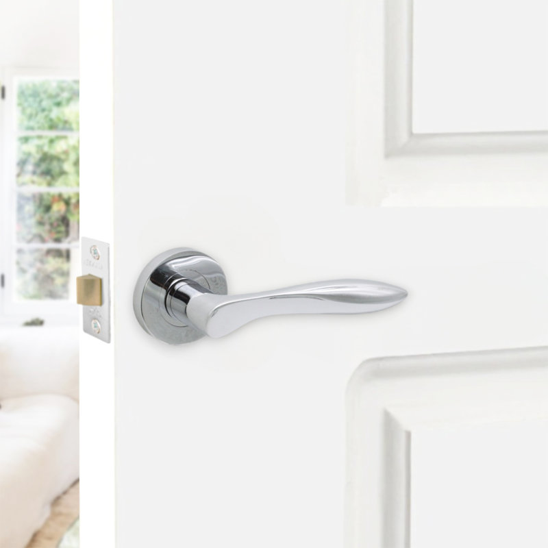 Pearle Lever Door Handle, Polished Chrome