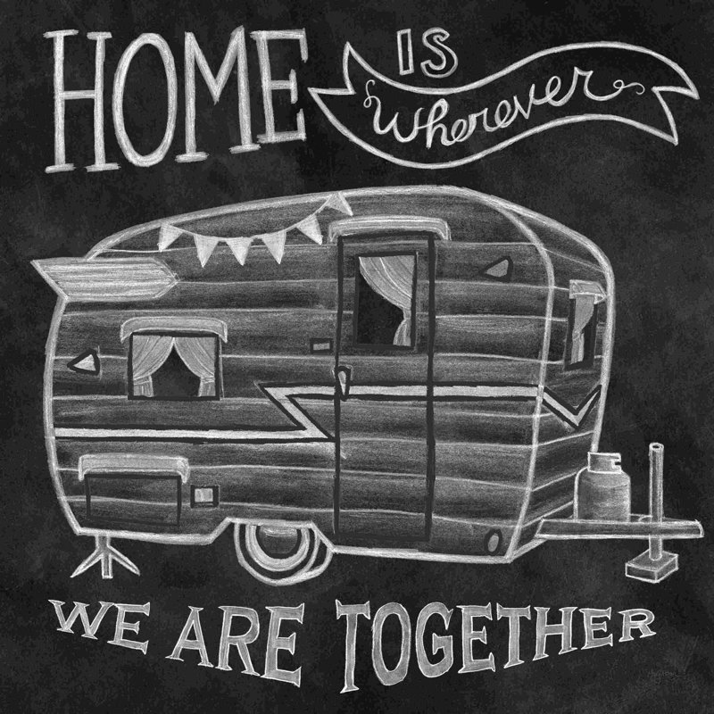 «Adventure Love Camper Chalk» par Mary Urban - impression, H 12 po x l 12 po