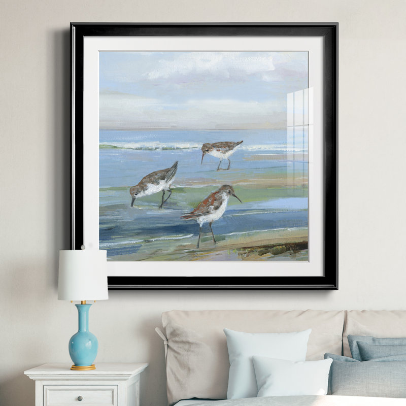 Seabird Beach I - peinture encadrée, Toile avec cadre noir, H 30,5 po x l 30,5 po x P 1,5 po