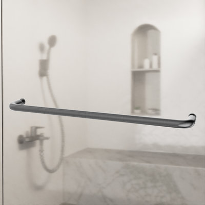 Brixwell TB-20SM-SC 20 Inches Center To Center Standard Tubular Shower Towel Bar Single Mount Without Washers Satin-Chrome