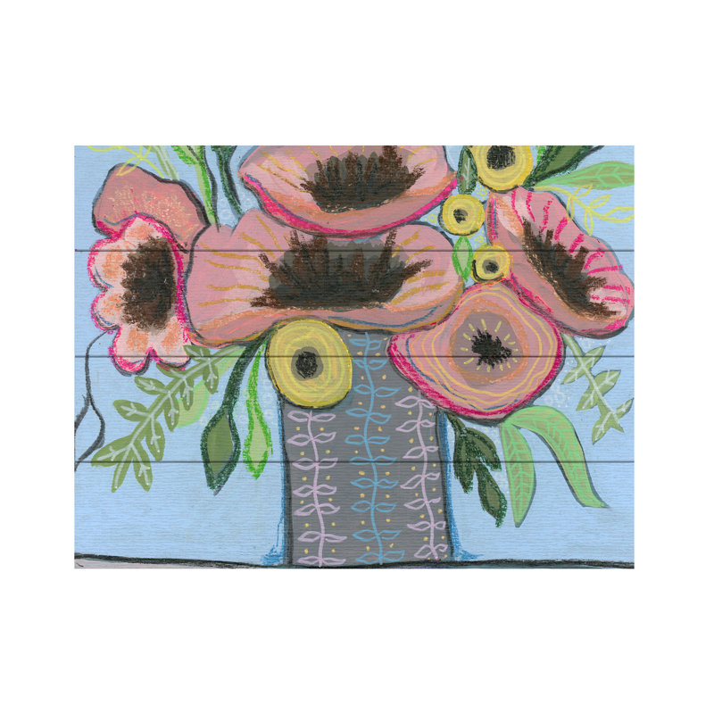 Jeri Hauth Poppy Power Wood Slat Art, 12" H x 16" W