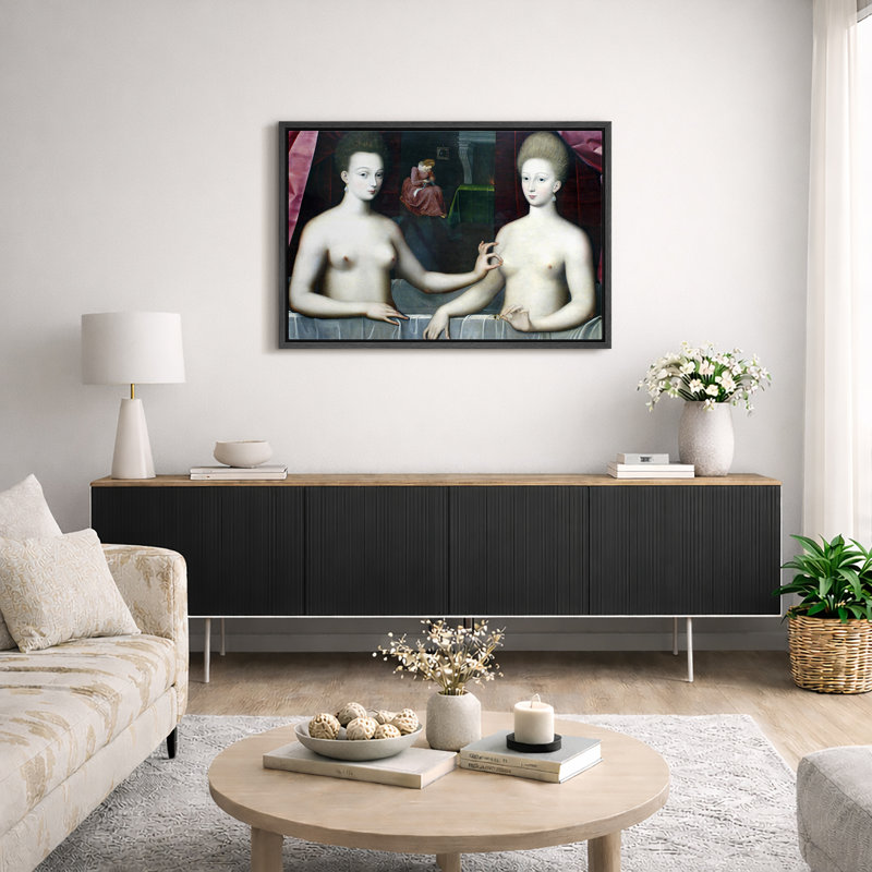 Renaissance, portrait nu, photos de chambre à coucher classique, impression sur toile encadrée., H 24 po x l 36 po