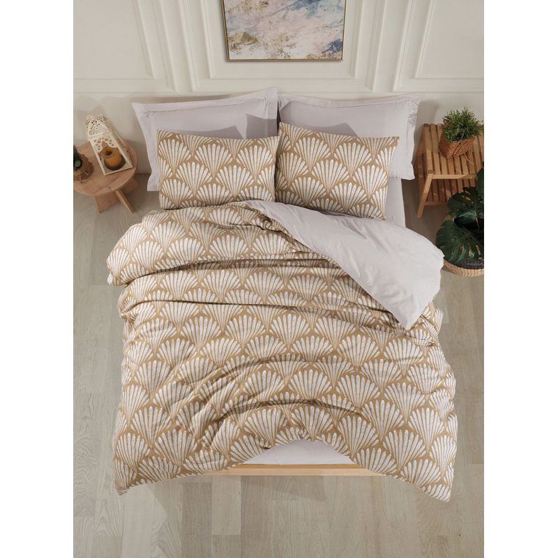 Ensemble de housse de couette très grand super, brun, 102,4 x 86,6 pouces | 65% coton / 35% polyester, 120 fils | Comprend 2 taies d'oreiller (19,7 po x 31,5 po) | Lavable à la machine, conception élégante et durable, fermeture facile à boutons
