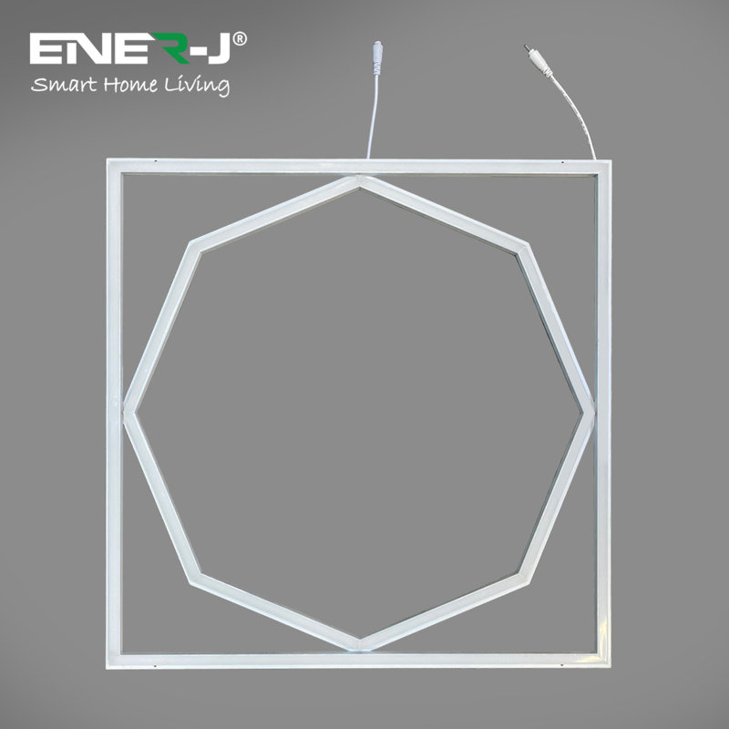 60x60cm LED Frame Panel Light with Hexagon Inner Lights - 40W, Cool White (6500K)