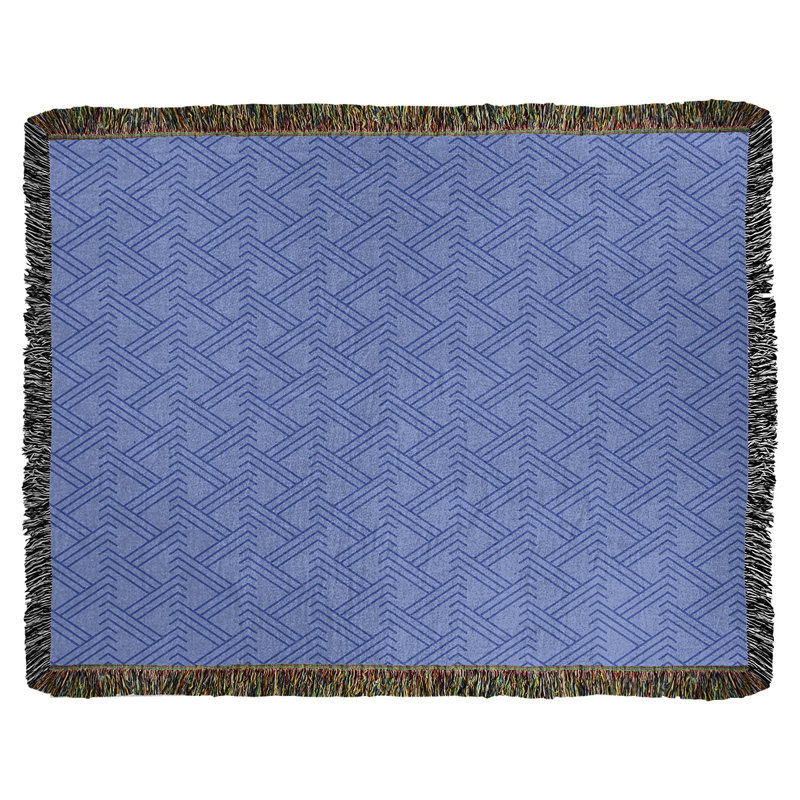Couverture en coton tissé zigzag classique, L 37 po x L 52 po, Bleu bébé