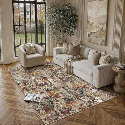 Asher Modern Abstract Machine Washable Area Rug With Non-Slip Backing