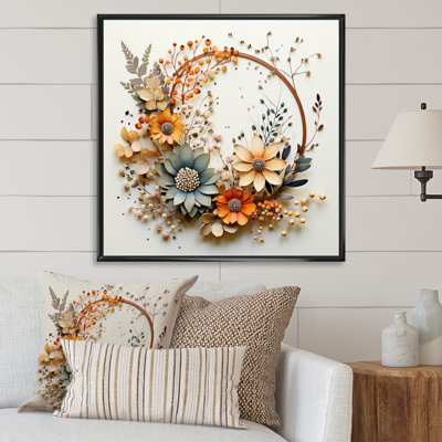 Couronne florale beige et orange I