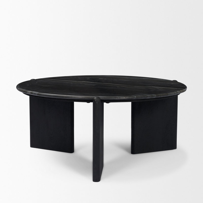 Table basse Rumer en bois noir avec marbre noir