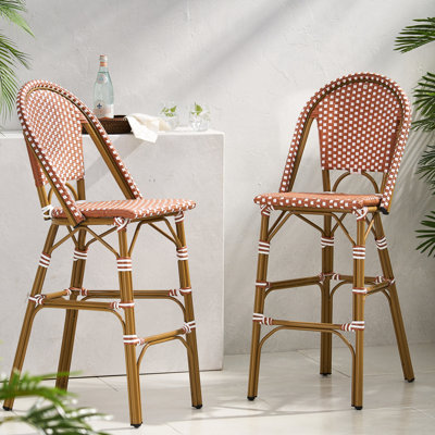 29,5 po d'extérieur rouge rouille et blanc - d'inspiration française, cadre en aluminium avec finition pour le jardin de 2 motifs, rouge / blanc